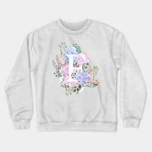 botanical monogram alphabet F hydrangea flowers Crewneck Sweatshirt